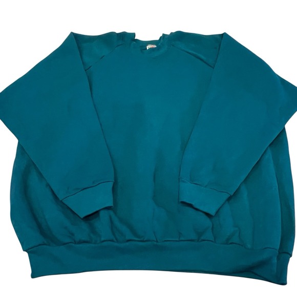 Fruit of the Loom Other - Vtg Fruit Of The Loom Raglan Sweatshirt 80s Teal Blue 90s Made USA NOS Blank 3XL